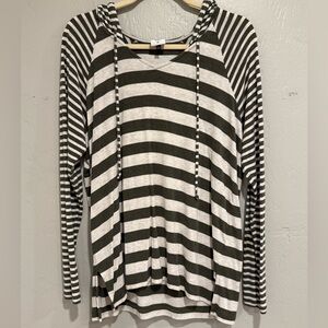 Cabi 3995 Striped Playoff Hoodie Long Sleeve Top